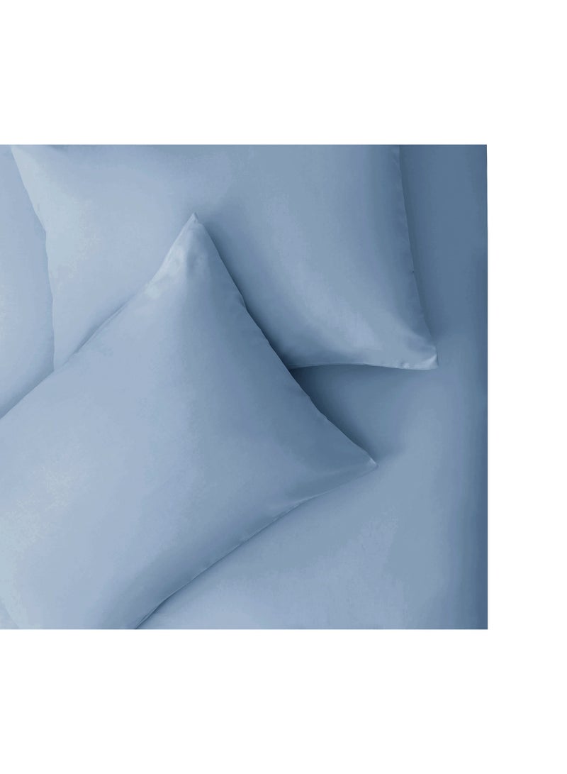 Relax Premium Luxury Bed Sheet Set – Extra Soft & Breathable & Skin-Friendly Fitted Sheet with Deep Elastic Pockets, 2 Pillowcase & 1 Fitted Sheet Included, Elegant Baby Blue , 180x200 cm - Image 1